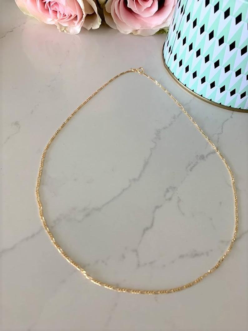 1.6MM 14K Yellow Gold Figaro 3+1 Chain