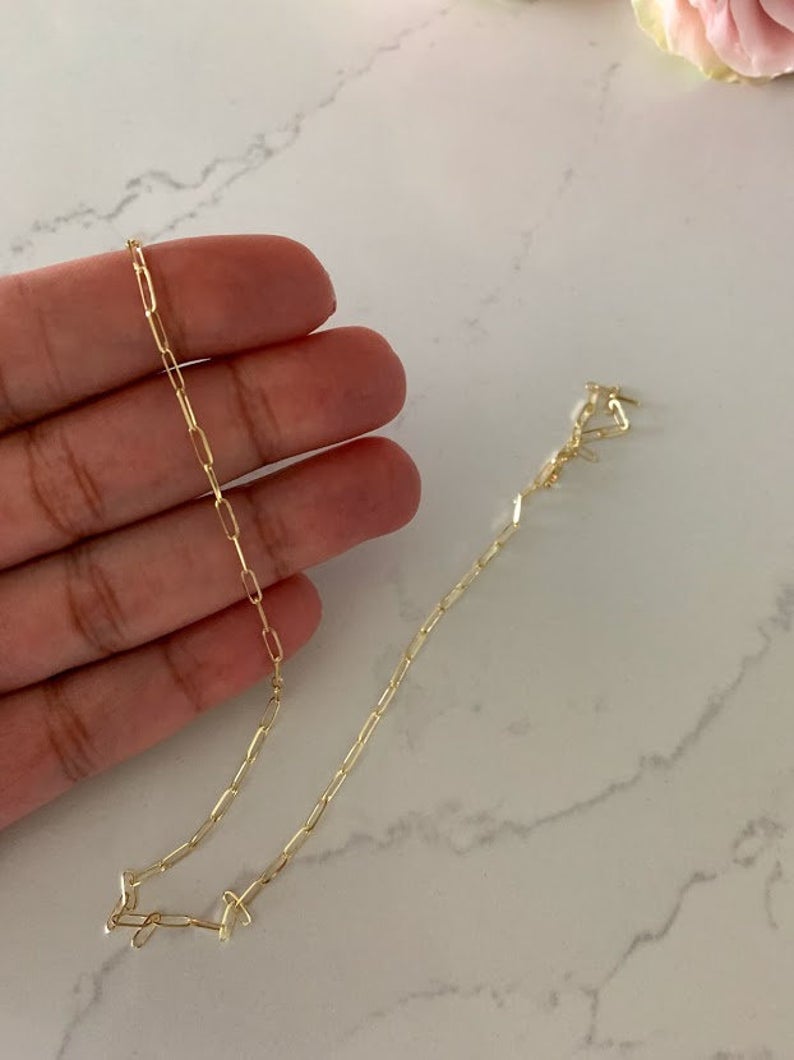 1.8MM Solid 14K Gold Triangle Paperclip Chain