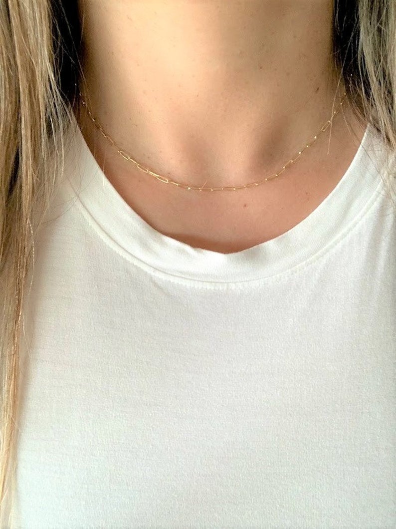 1.8MM Solid 14K Gold Triangle Paperclip Chain