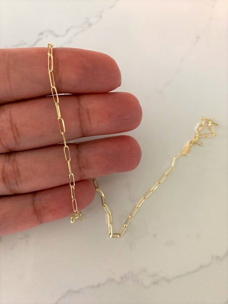 1.8MM Solid 14K Gold Triangle Paperclip Chain