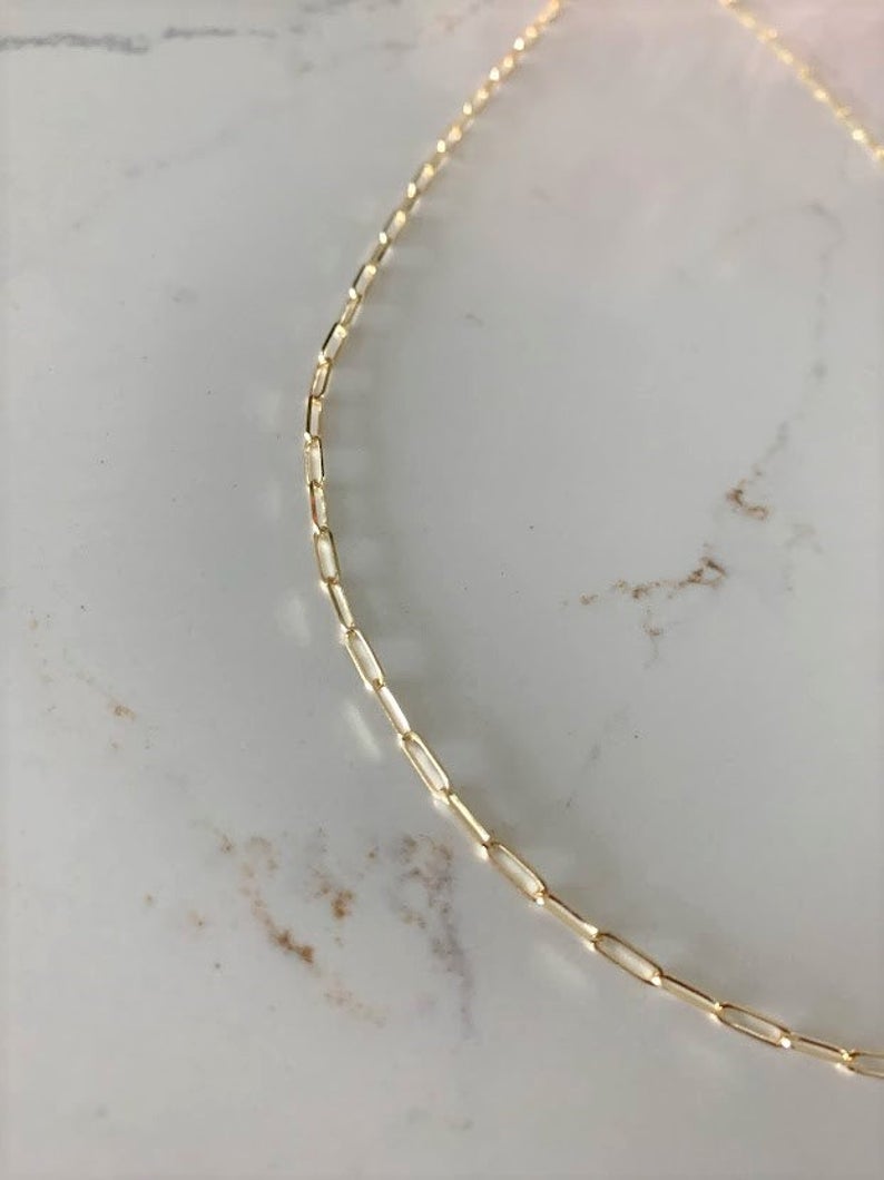 1.8MM Solid 14K Gold Triangle Paperclip Chain