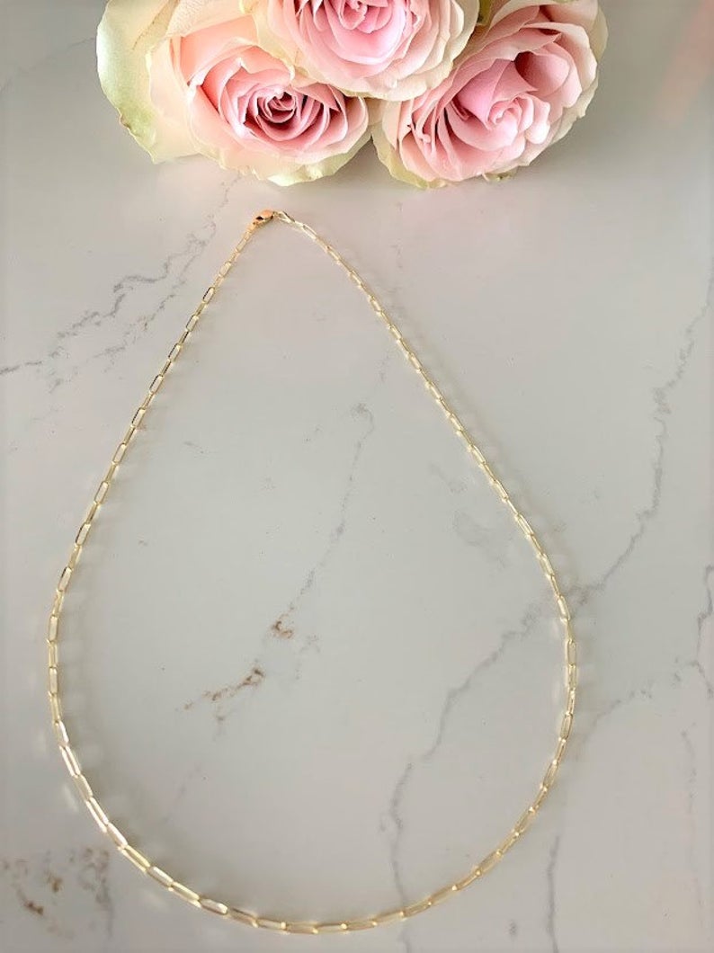 1.8MM Solid 14K Gold Triangle Paperclip Chain