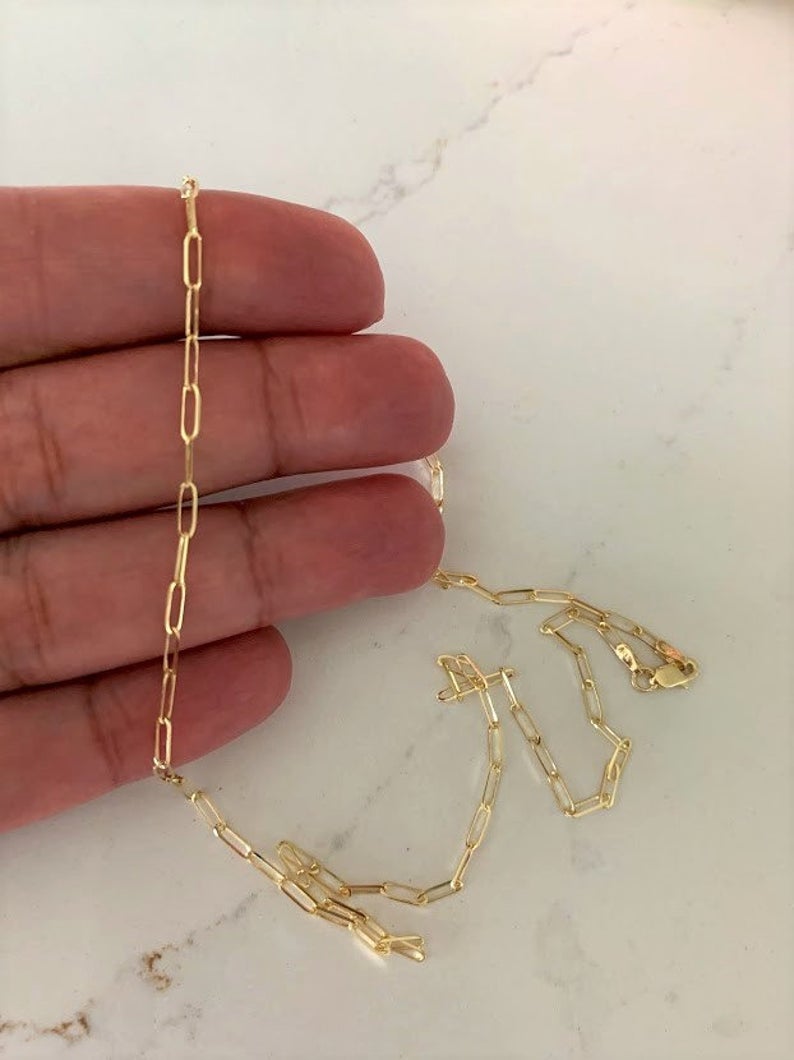 1.8MM Solid 14K Gold Triangle Paperclip Chain