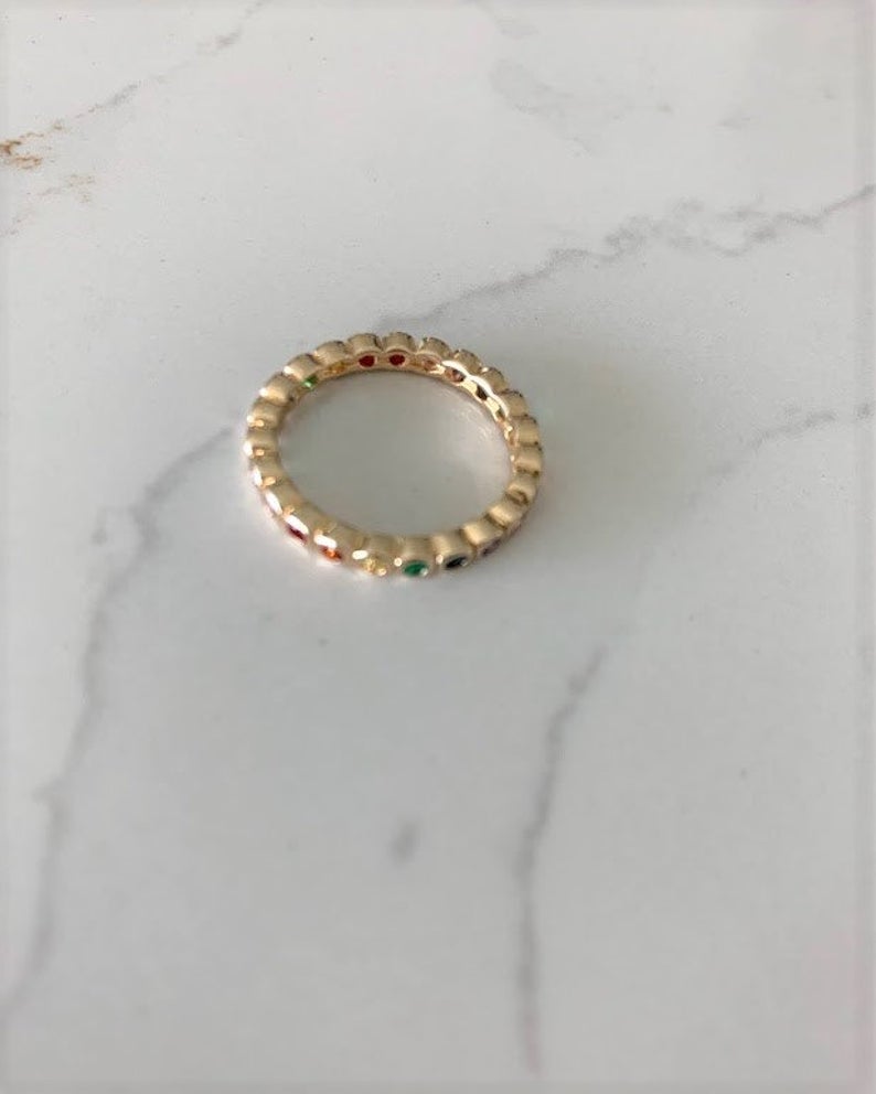 925 Sterling Silver Rainbow Band