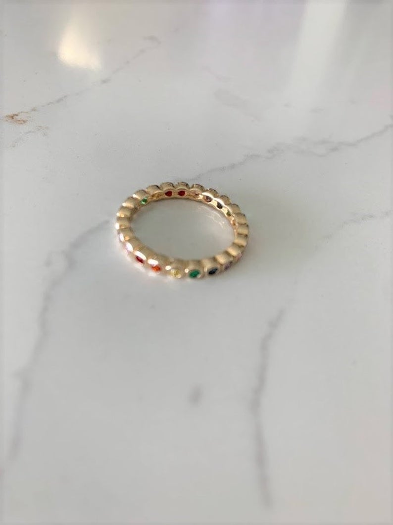 925 Sterling Silver Rainbow Band