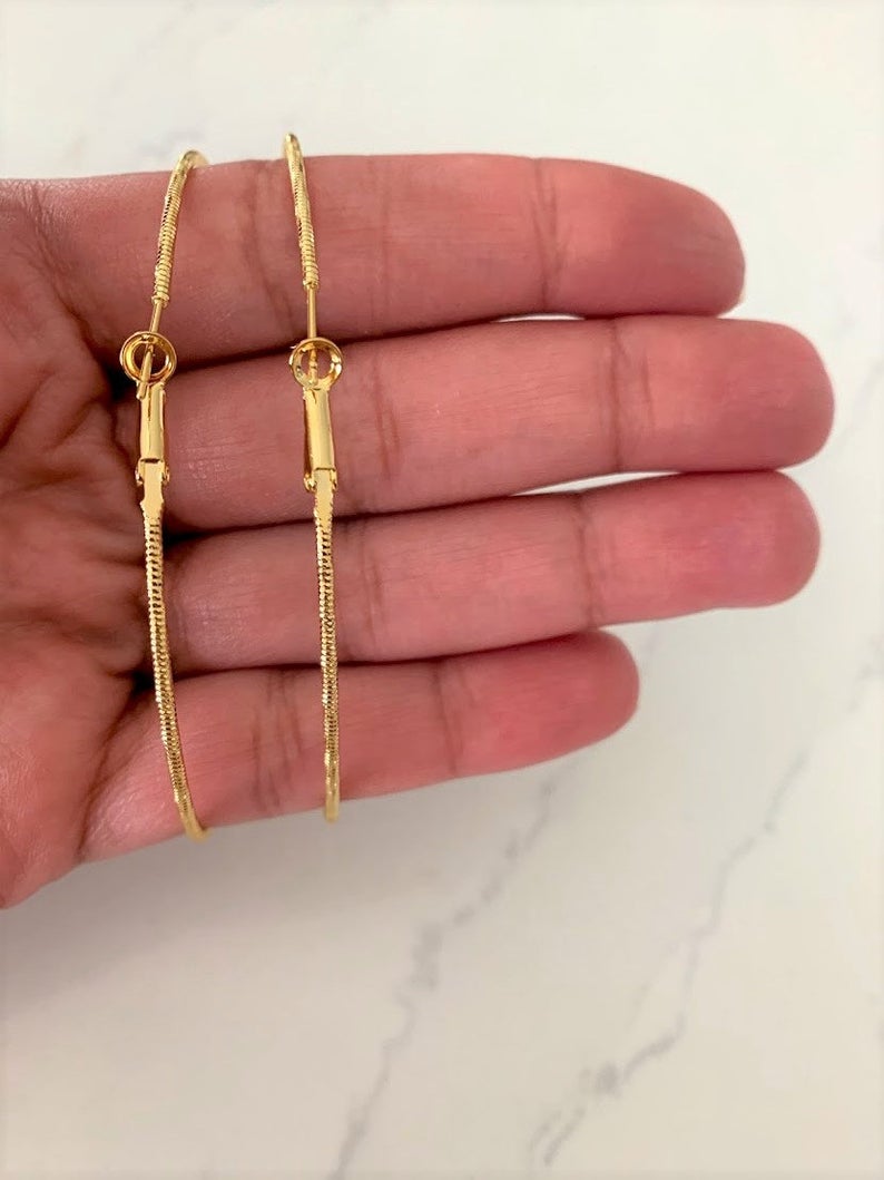 80MM Thin Diamond Cut Hoops | Gold-filled