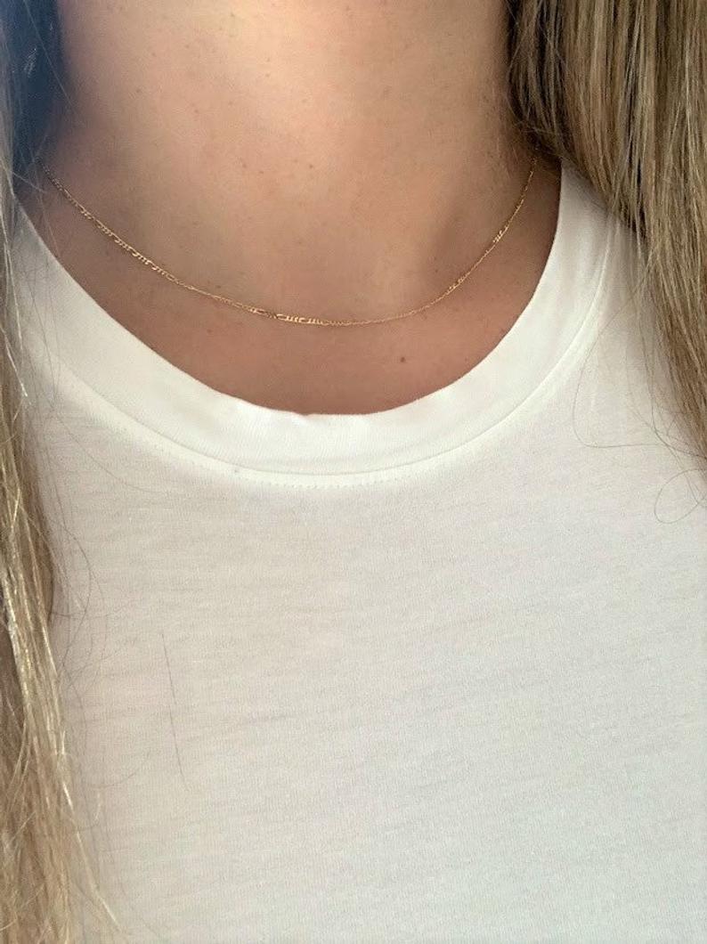 1.6MM 14K Yellow Gold Figaro 3+1 Chain