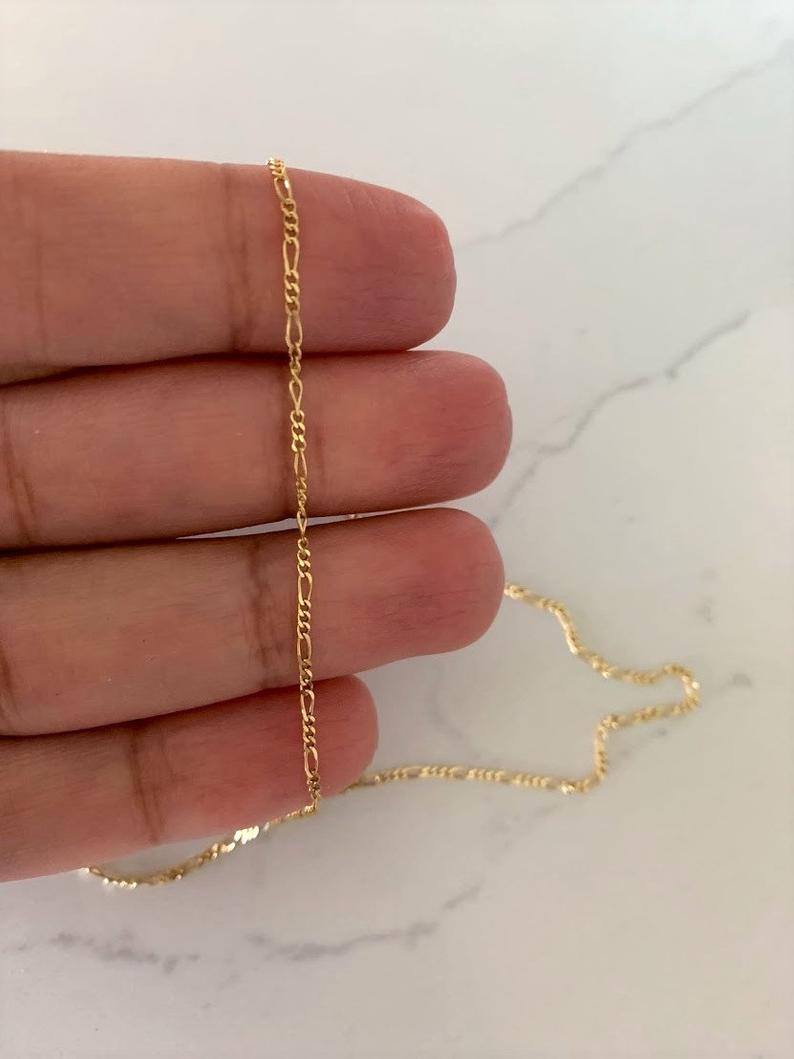 1.6MM 14K Yellow Gold Figaro 3+1 Chain
