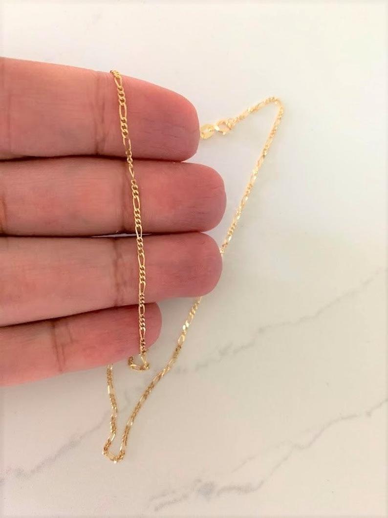 1.6MM 14K Yellow Gold Figaro 3+1 Chain