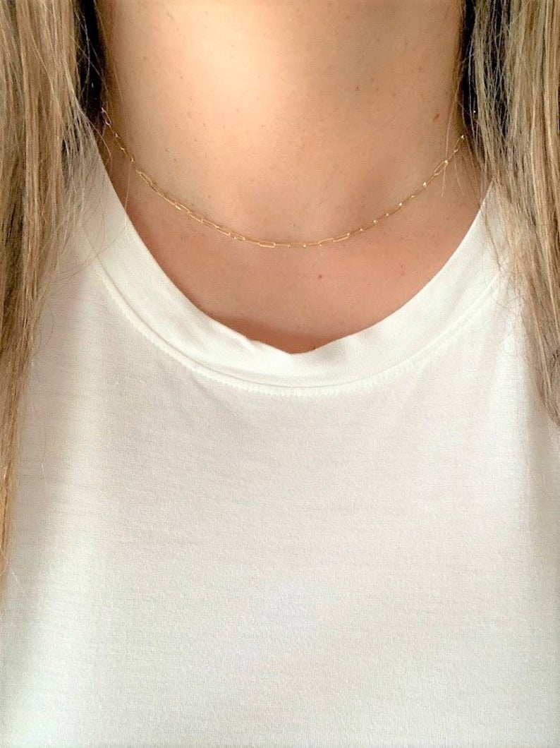 1.8MM Solid 14K Gold Triangle Paperclip Chain