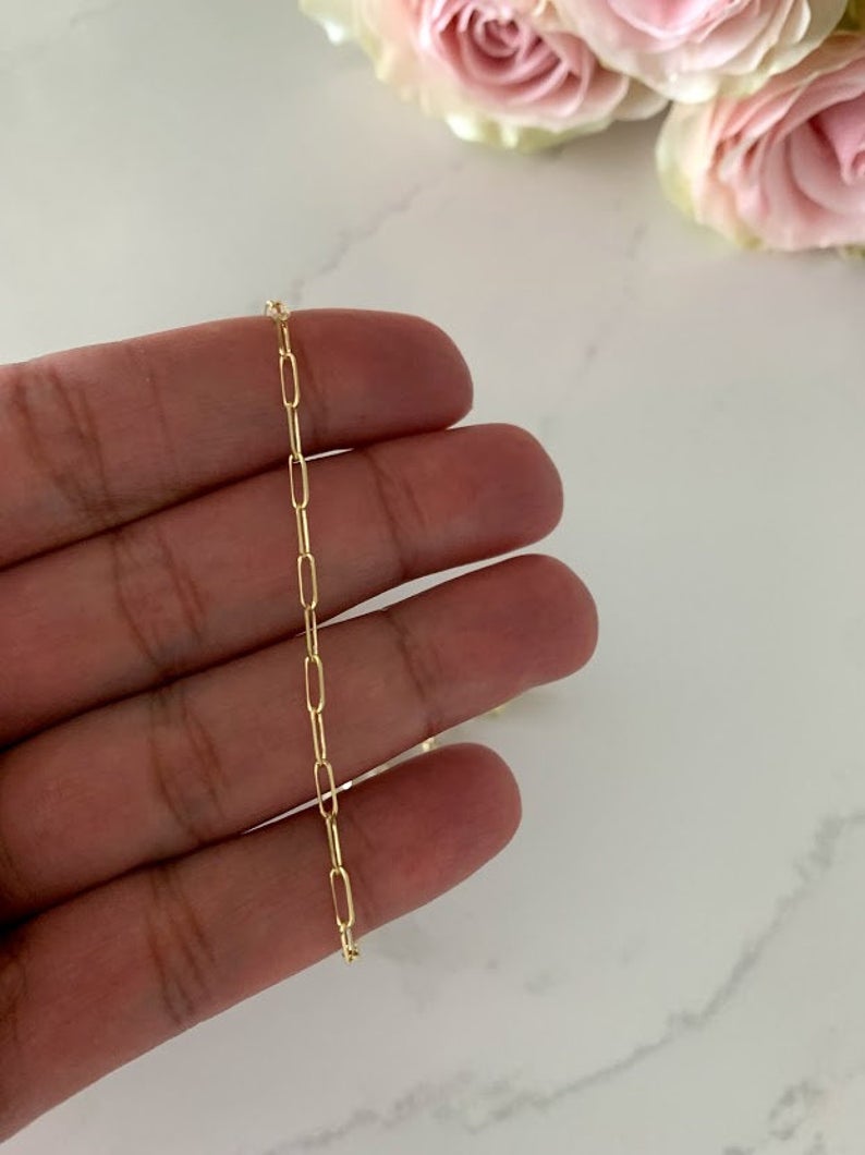 1.8MM Solid 14K Gold Triangle Paperclip Chain
