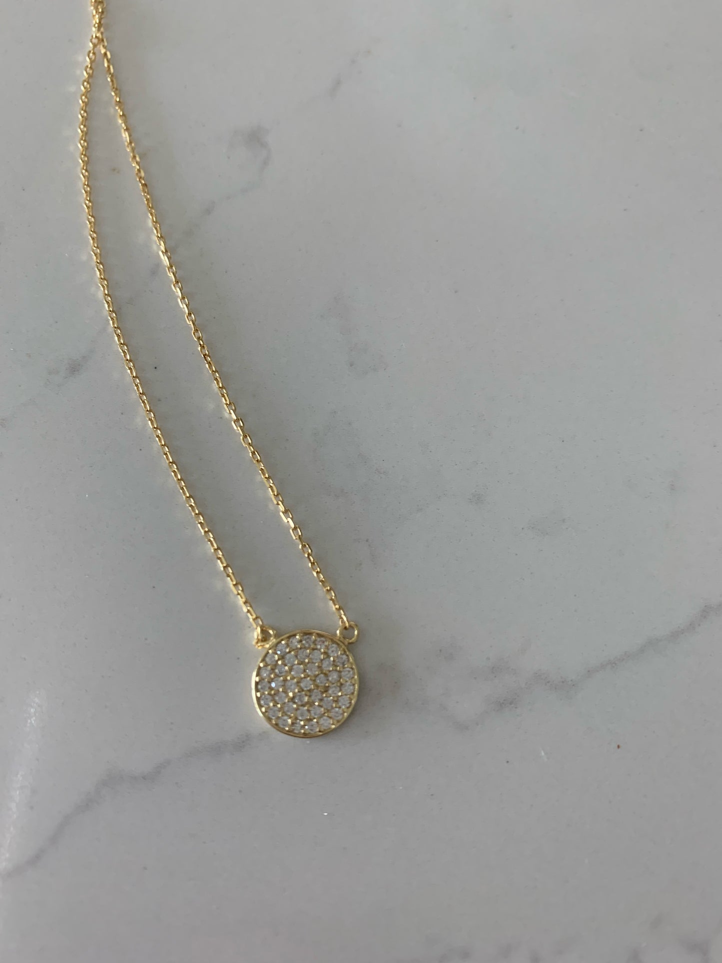 Medium Pave Disc Necklace, Silver disc necklace, CZ Disc Necklace, Pave Zircon Silver Disc Necklace, Elegant Necklace, Sterling Silver