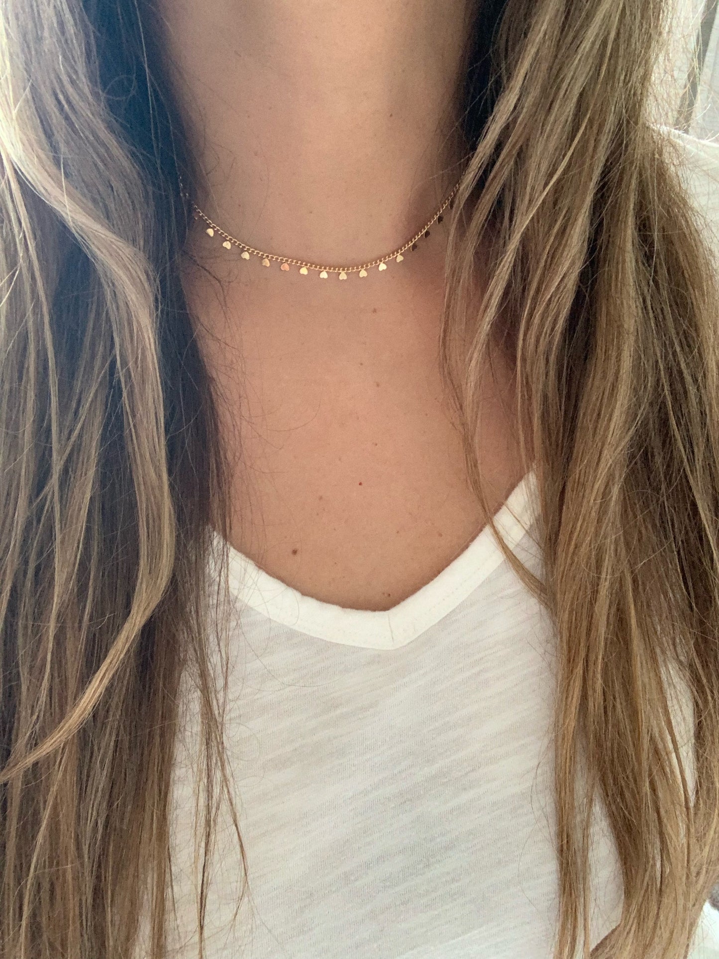 Gold Filled Hearts Chain Necklace Gold , Dainty Hearts Chain, Hearts Necklace, Heart, Layering Necklace, Gold filled Necklaces