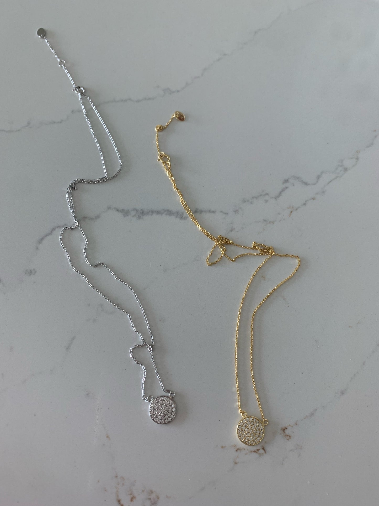 Medium Pave Disc Necklace, Silver disc necklace, CZ Disc Necklace, Pave Zircon Silver Disc Necklace, Elegant Necklace, Sterling Silver