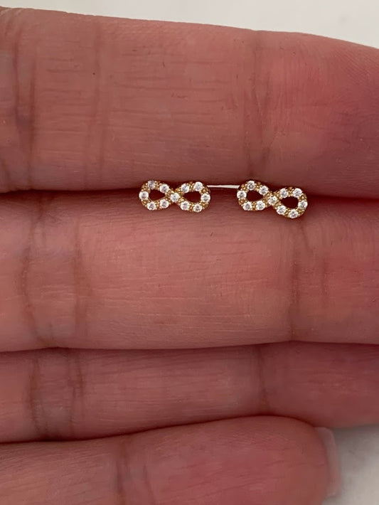 Infinity Earrings in 14K Yellow Gold, Tiny Screw Back Earrings, Dainty Infinity Studs, 14K Gold Earrings, Figure 8 Earrings, Everyday Studs