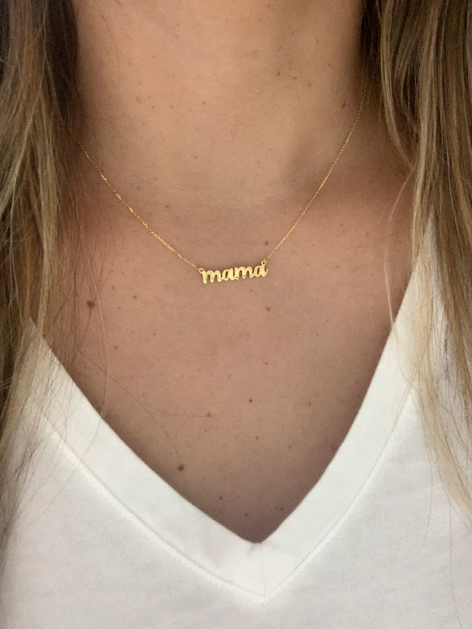 Personalized Mom necklace in 14K Gold | Handcrafted Necklace for mom | Mama Necklace