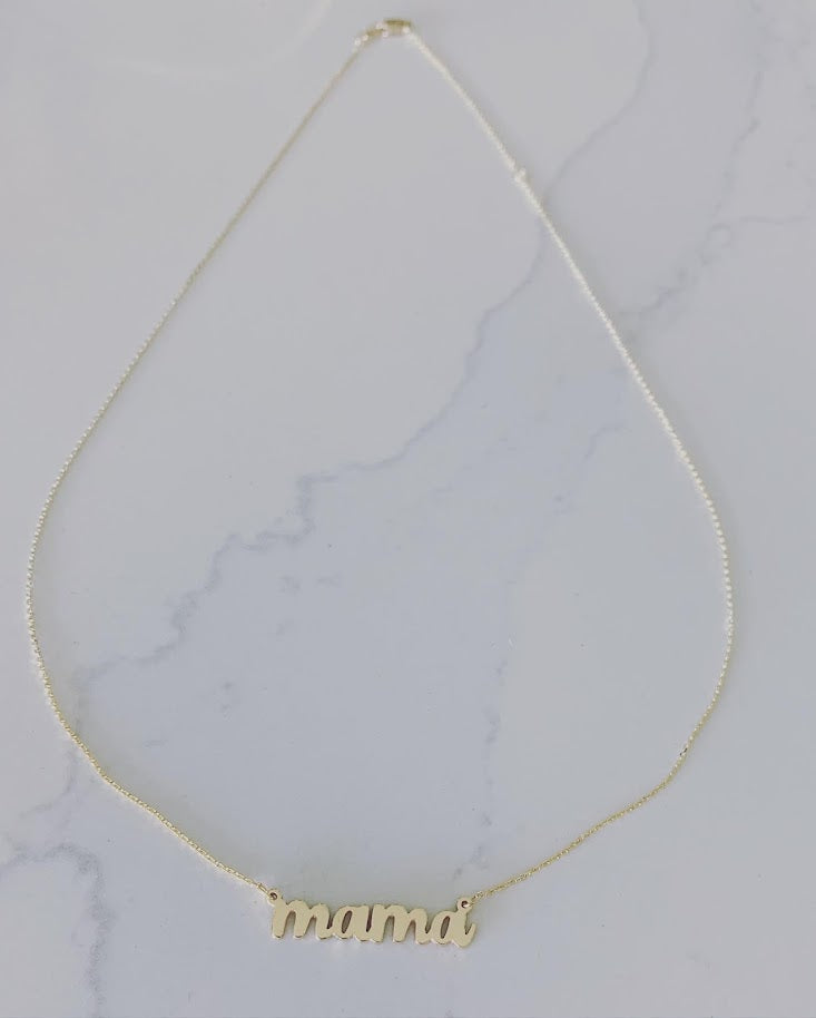 Personalized Mom necklace in 14K Gold | Handcrafted Necklace for mom | Mama Necklace