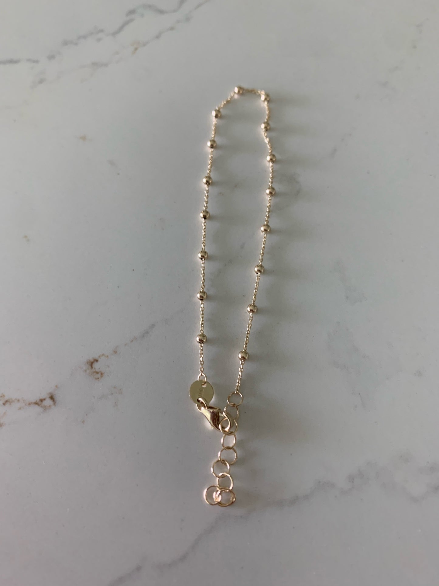 14K Yellow Gold Light Ball Bracelet or Anklet, Beaded Bracelet, Solid Gold Satellite Bracelet, Dainty Ball Bracelet, Jewelry For Women, Tiny Delicate