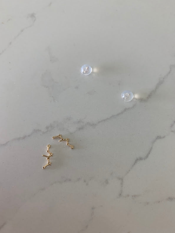 14K Solid Gold, Constellation Cubic CZ Earrings, Constellation Studs, Push Back Studs, Beautiful and Elegant Dainty Earrings