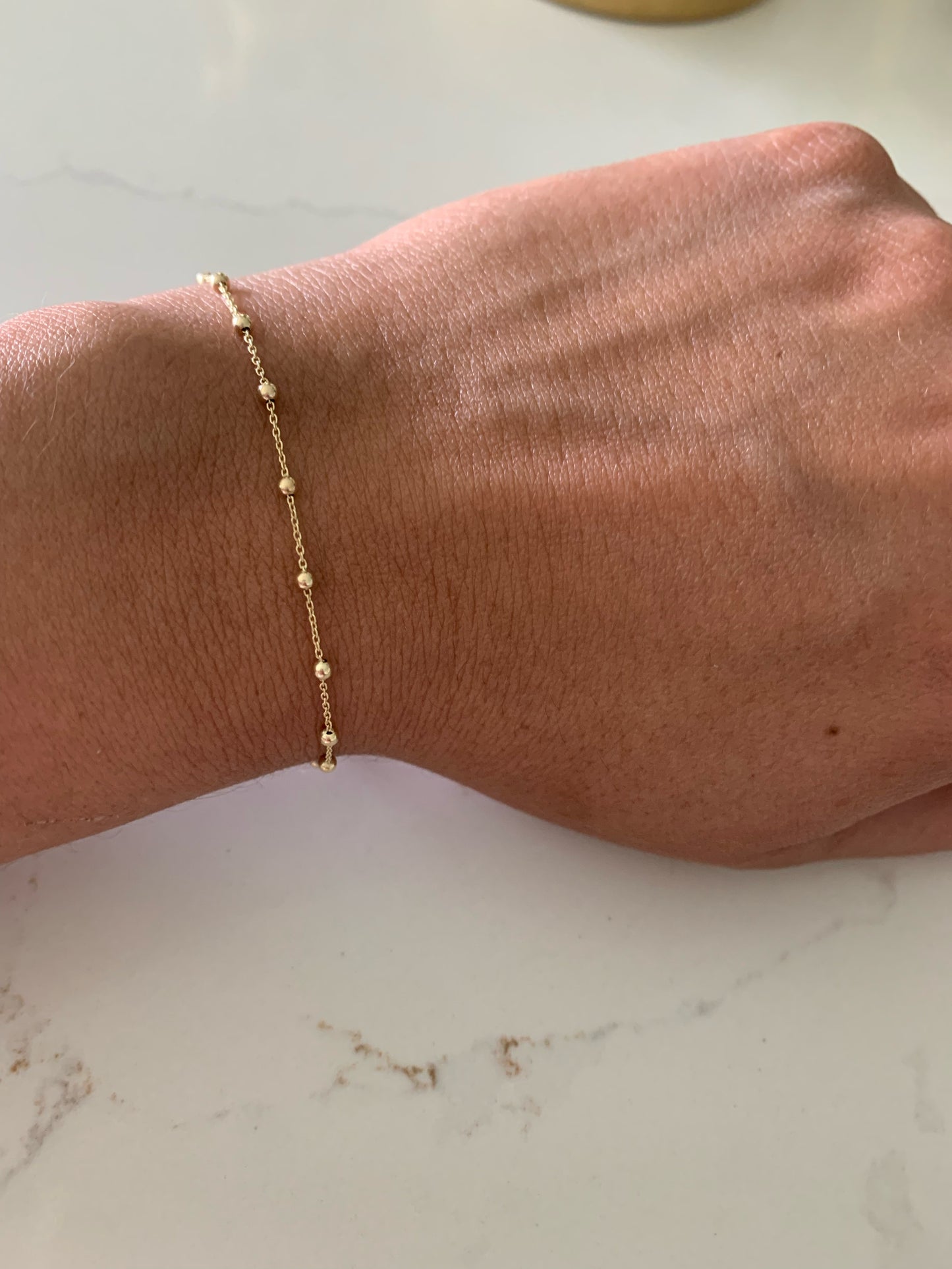 14K Yellow Gold Light Ball Bracelet or Anklet, Beaded Bracelet, Solid Gold Satellite Bracelet, Dainty Ball Bracelet, Jewelry For Women, Tiny Delicate