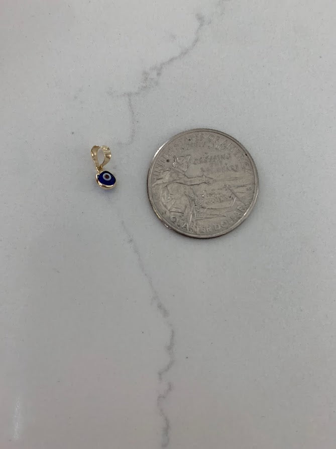 14k Solid Gold Evil Eye Pendant | Gift for her | Evil Eye Protection | 14k Gold Turkish Eye Charm Pendant | 14k Solid Genuine Yellow Gold