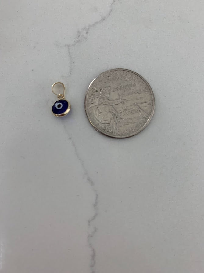 14k Solid Gold Evil Eye Pendant | Gift for her | Evil Eye Protection | 14k Gold Turkish Eye Charm Pendant | 14k Solid Genuine Yellow Gold