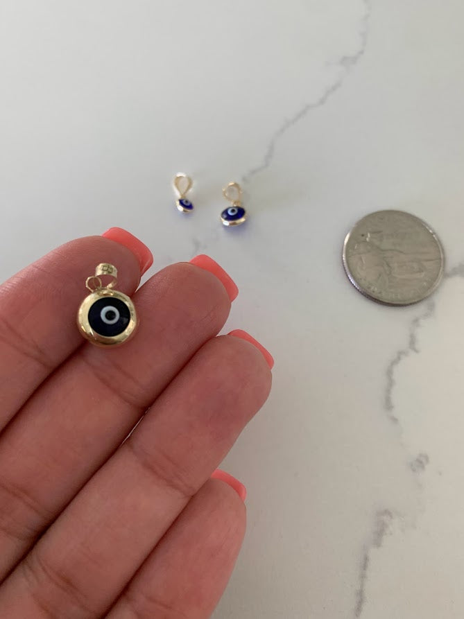 14k Solid Gold Evil Eye Pendant | Gift for her | Evil Eye Protection | 14k Gold Turkish Eye Charm Pendant | 14k Solid Genuine Yellow Gold