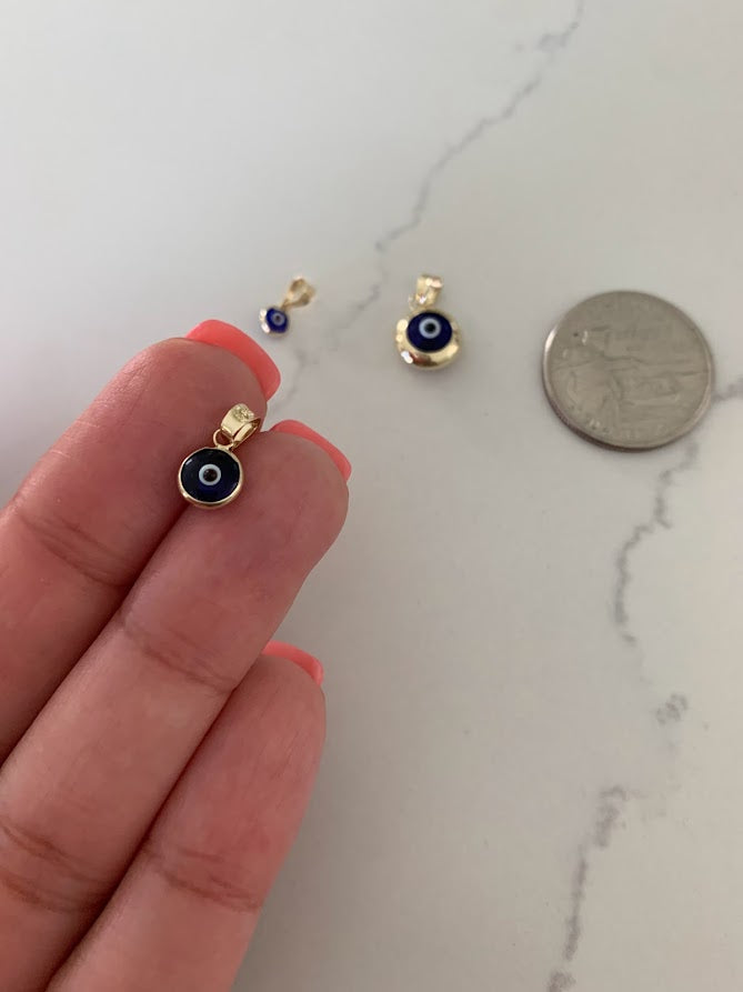 14k Solid Gold Evil Eye Pendant | Gift for her | Evil Eye Protection | 14k Gold Turkish Eye Charm Pendant | 14k Solid Genuine Yellow Gold