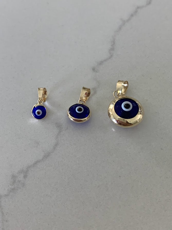 14k Solid Gold Evil Eye Pendant | Gift for her | Evil Eye Protection | 14k Gold Turkish Eye Charm Pendant | 14k Solid Genuine Yellow Gold