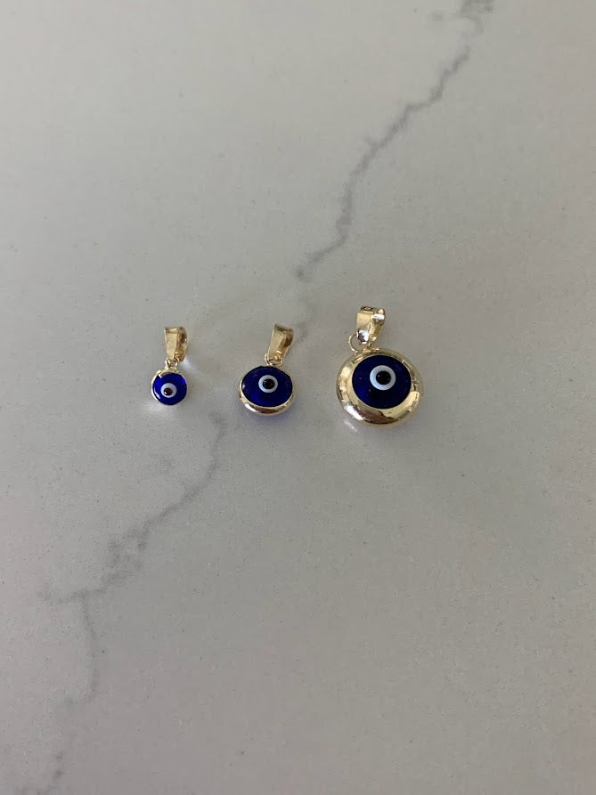14k Solid Gold Evil Eye Pendant | Gift for her | Evil Eye Protection | 14k Gold Turkish Eye Charm Pendant | 14k Solid Genuine Yellow Gold
