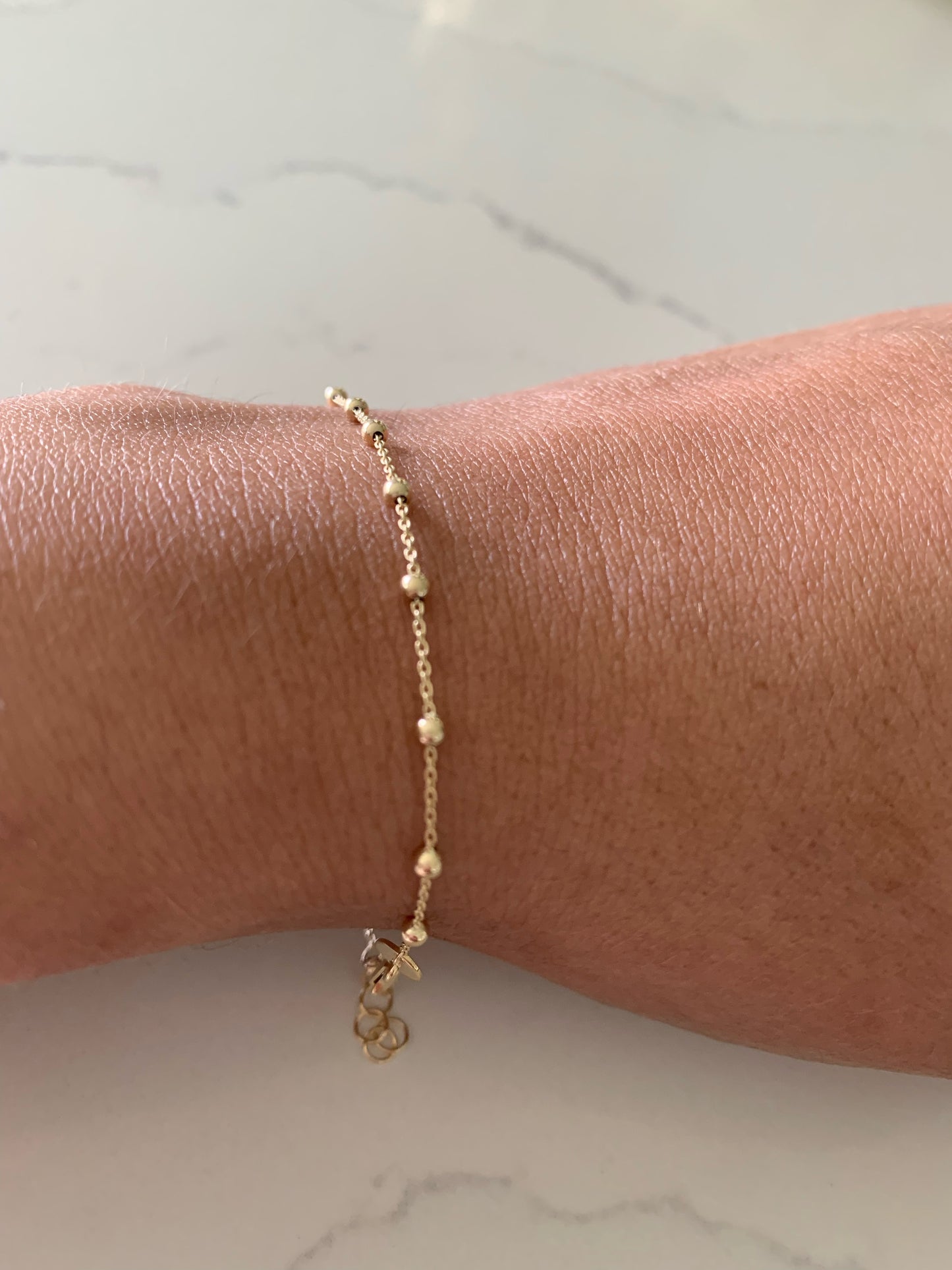 14K Yellow Gold Light Ball Bracelet or Anklet, Beaded Bracelet, Solid Gold Satellite Bracelet, Dainty Ball Bracelet, Jewelry For Women, Tiny Delicate