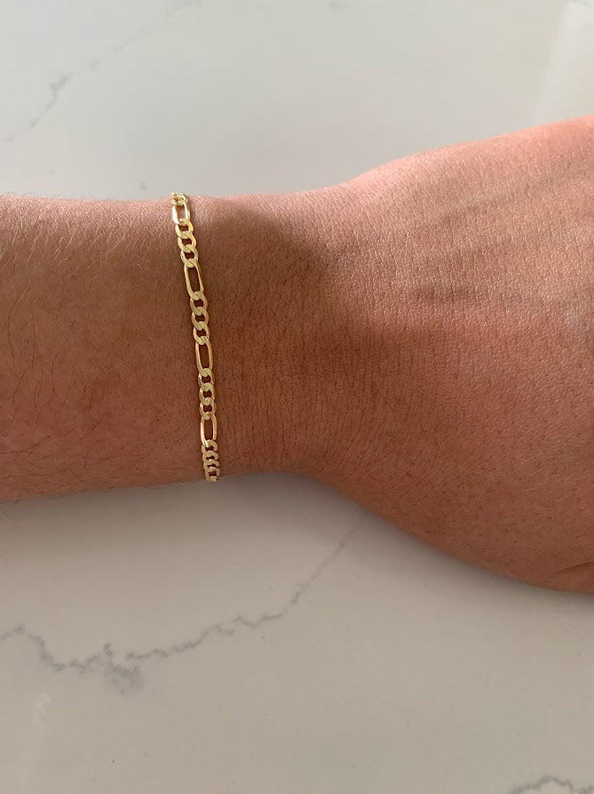 Gold Figaro Chain Bracelet, 14K Gold Cuban Chain, Layering Chain,  Minimalist Stacking Bracelet, Gift for Her, Unisex Fine Jewelry - Etsy