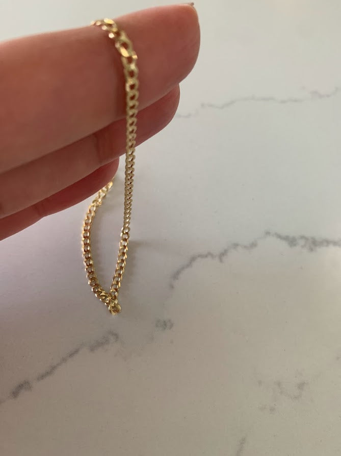 14K Gold Cuban Link Bracelet , 2.7MM Cuban Concave Open Link, 7" Length, Lobster Clasp, Adult Bracelet