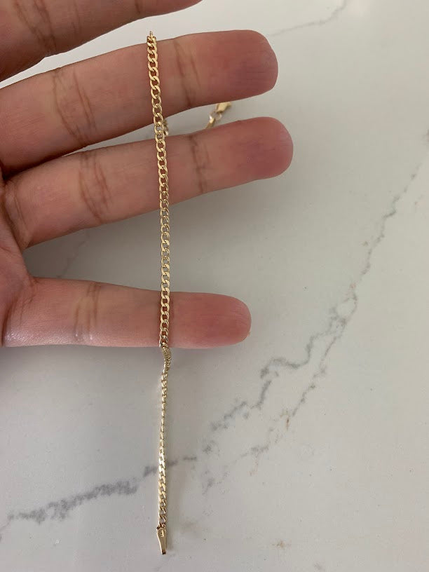 14K Gold 2.3mm Hollow Cuban Chain Link Anklet