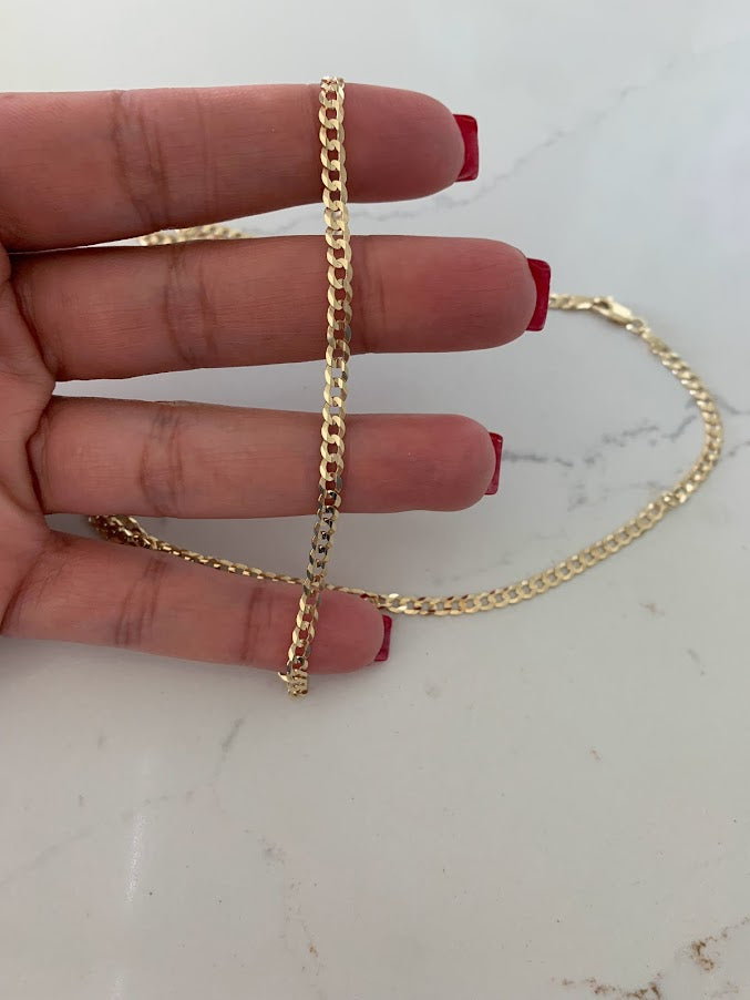 14K Gold 3.6 MM Cuban Concave Open Light Link Chain, SOLID GOLD