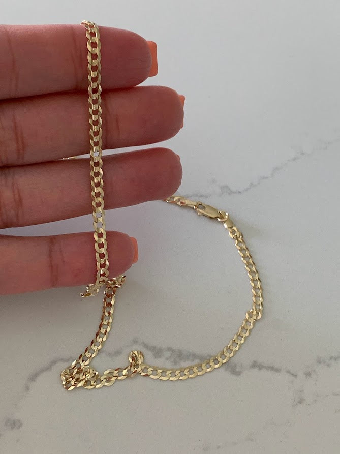 14K Gold 3.6 MM Cuban Concave Open Light Link Chain, SOLID GOLD