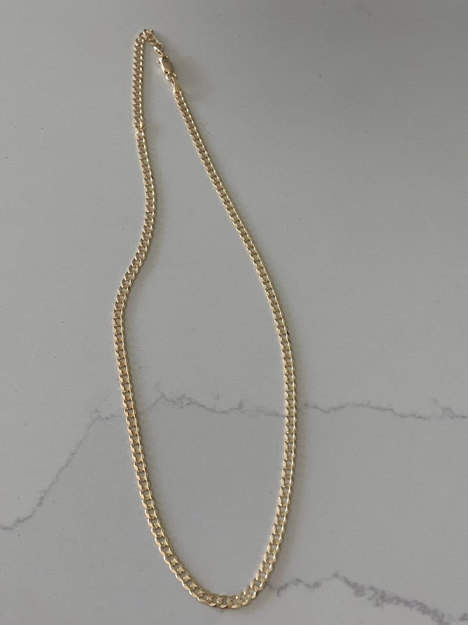 14K Gold 3.6 MM Cuban Concave Open Light Link Chain, SOLID GOLD