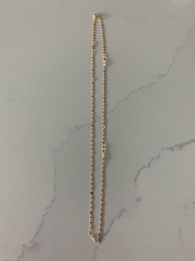 Solid 14K Tricolor Gold Chain, 2.1MM Flat Valentino DC Chain  BEST SELLER