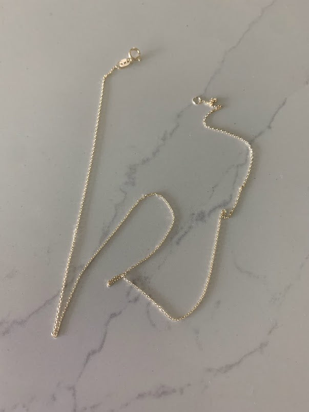 14K Yellow Gold 0.9mm Angle Cut Oval Rolo 025 Chain, Gold Chain, Dainty Everyday Chain , Shiny Gold Chain, 14K Gold Choker, Real Gold