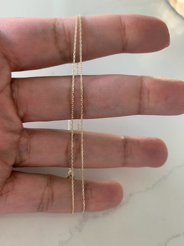 14K Yellow Gold 0.9mm Angle Cut Oval Rolo 025 Chain, Gold Chain, Dainty Everyday Chain , Shiny Gold Chain, 14K Gold Choker, Real Gold