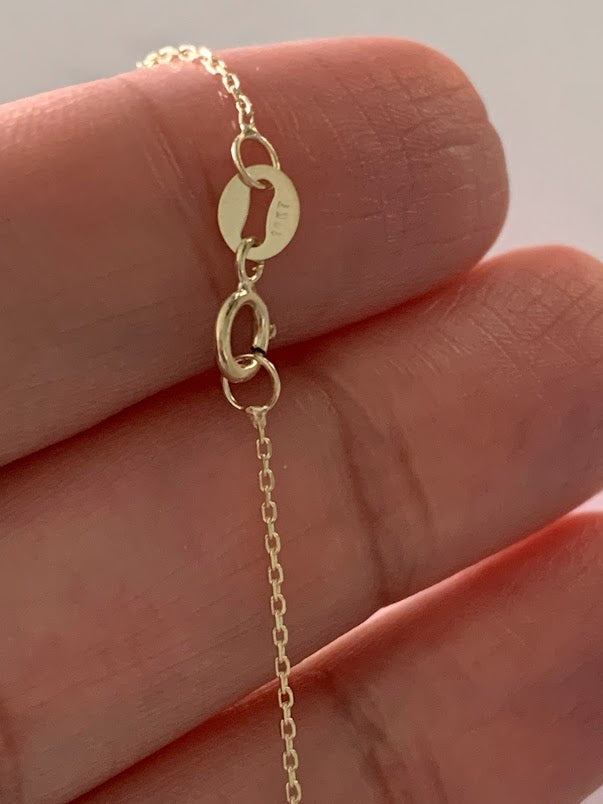 14K Yellow Gold 0.9mm Angle Cut Oval Rolo 025 Chain, Gold Chain, Dainty Everyday Chain , Shiny Gold Chain, 14K Gold Choker, Real Gold
