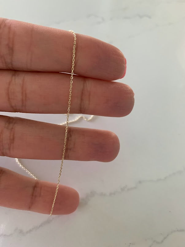 14K Yellow Gold 0.9mm Angle Cut Oval Rolo 025 Chain, Gold Chain, Dainty Everyday Chain , Shiny Gold Chain, 14K Gold Choker, Real Gold