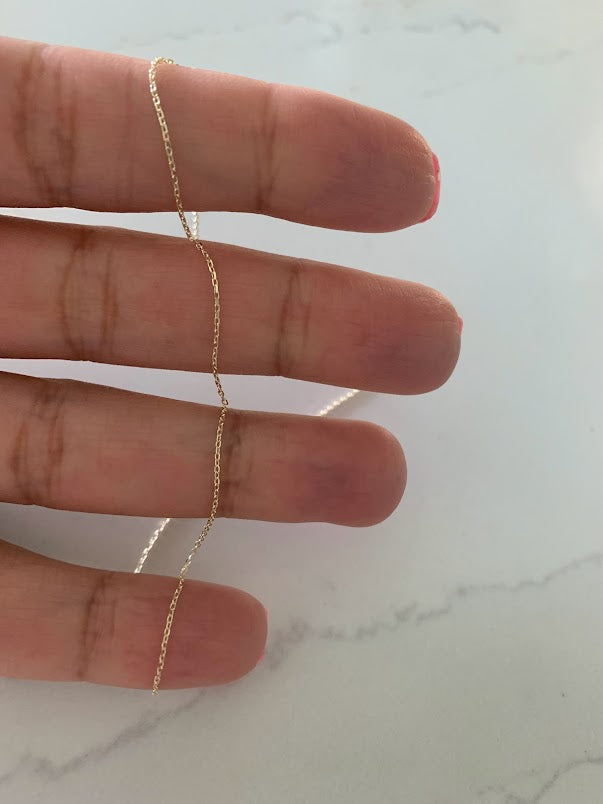 14K Yellow Gold 0.9mm Angle Cut Oval Rolo 025 Chain, Gold Chain, Dainty Everyday Chain , Shiny Gold Chain, 14K Gold Choker, Real Gold