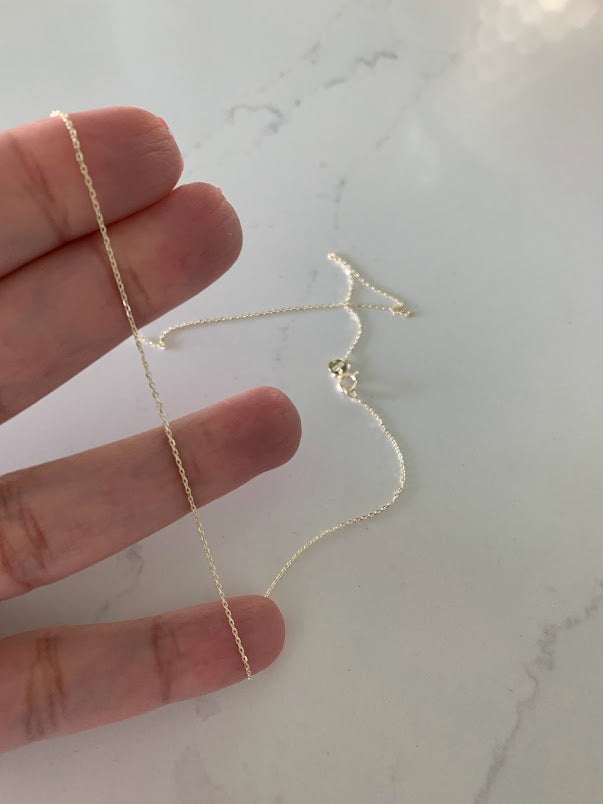 14K Yellow Gold 0.9mm Angle Cut Oval Rolo 025 Chain, Gold Chain, Dainty Everyday Chain , Shiny Gold Chain, 14K Gold Choker, Real Gold