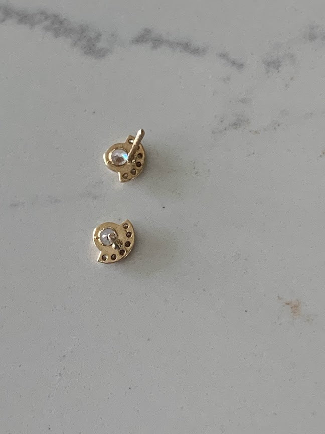 Cubic Zirconia Flower Earrings in 14K Gold