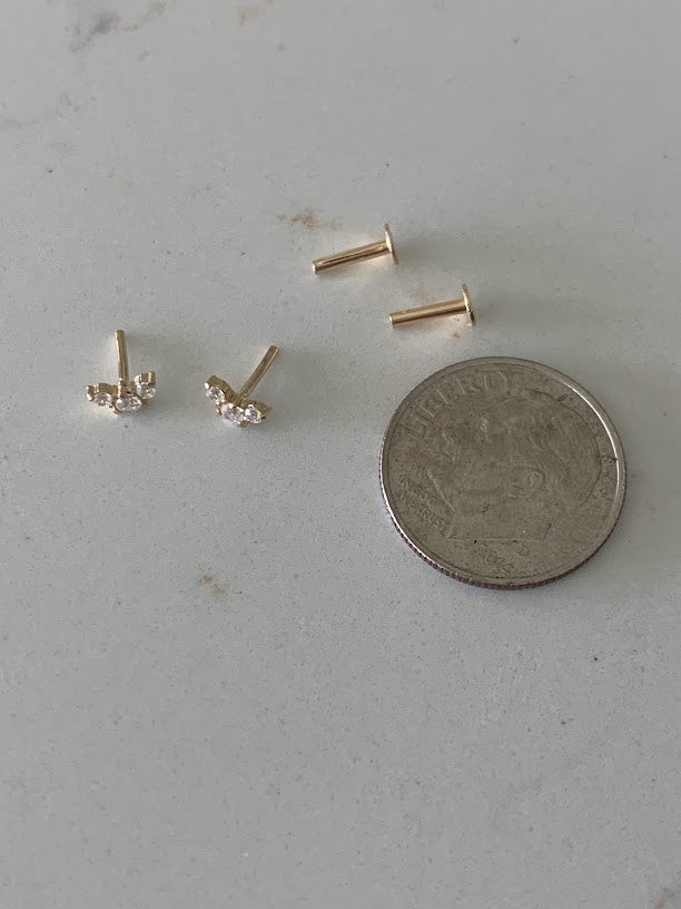 Tiny Cz Stud Earrings Dainty Minimalist Earrings Sterling 