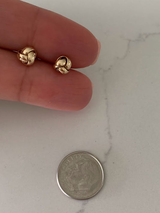 14K Solid Gold Love Knot Earrings, Small