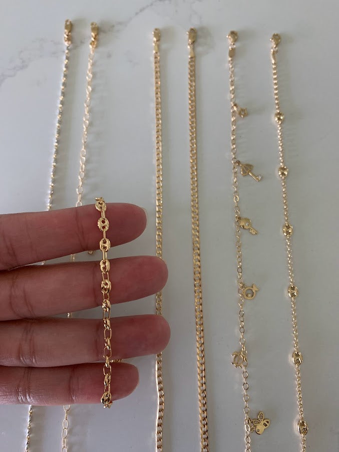 14K Gold Puffed Mariner Anklet Bracelet, 4MM Wide, Real 14K Gold Anklet, Gold Ankle Bracelet, Women Ankle Jewelry, Puffed Mariner Anklet