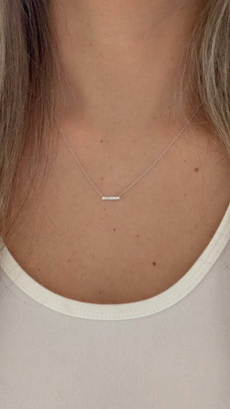 14K Gold Diamond Bar Necklace | 14K Gold Bar Necklace  | Layering Gold Chain | SOLID GOLD | Genuine Diamonds Bar Necklace