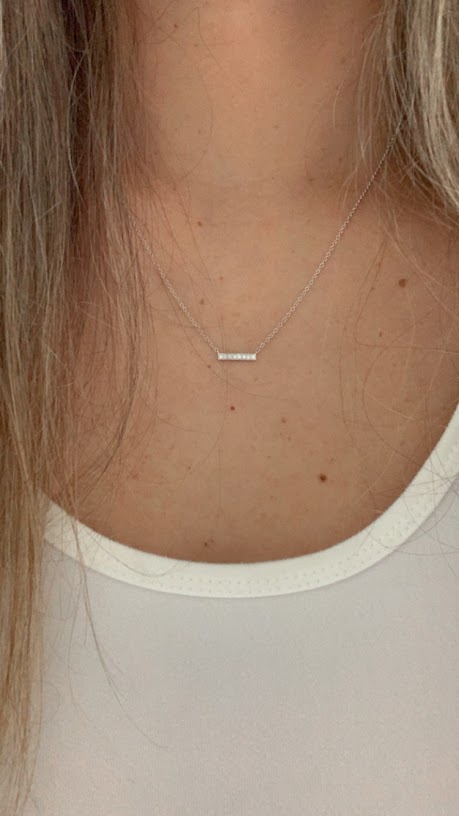 14K Gold Diamond Bar Necklace | 14K Gold Bar Necklace  | Layering Gold Chain | SOLID GOLD | Genuine Diamonds Bar Necklace
